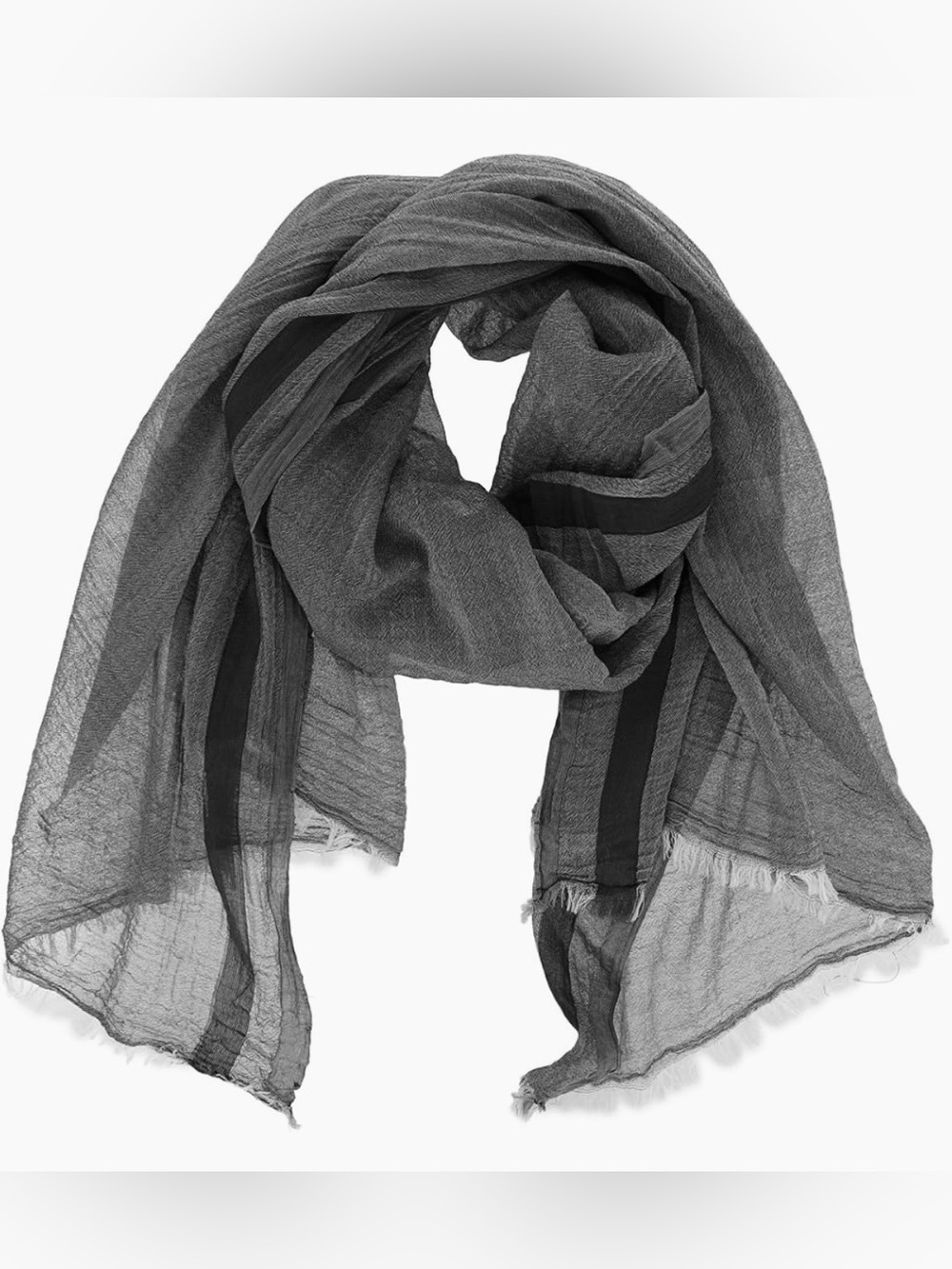 Lightweight Gray Striped Wrap Scarf - Versatile Everyday Accessory 80x32 inches